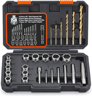 13-piece chrome molybdenum steel bolt and nut remover set with storage case